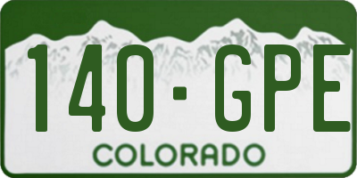 CO license plate 140GPE