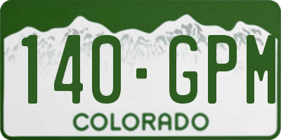 CO license plate 140GPM