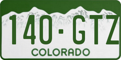 CO license plate 140GTZ