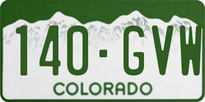 CO license plate 140GVW
