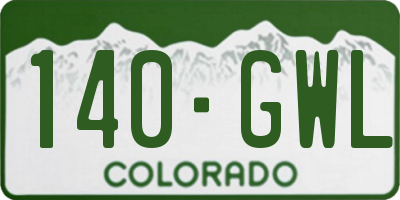CO license plate 140GWL