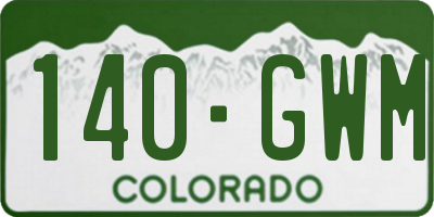 CO license plate 140GWM