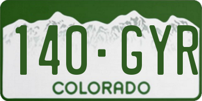 CO license plate 140GYR