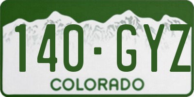 CO license plate 140GYZ