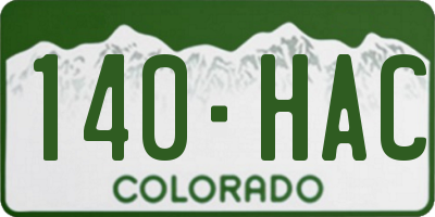 CO license plate 140HAC