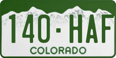 CO license plate 140HAF