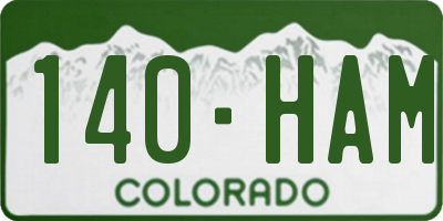 CO license plate 140HAM