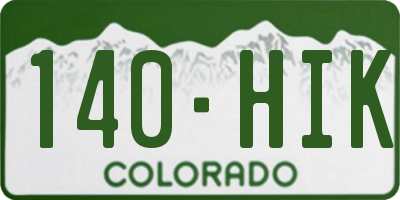 CO license plate 140HIK