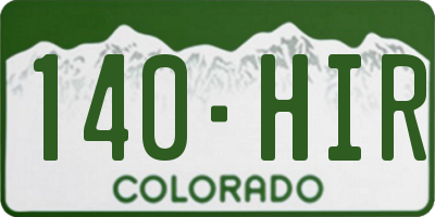 CO license plate 140HIR