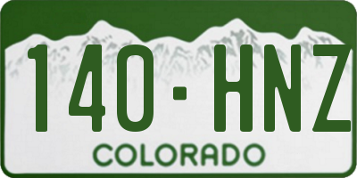CO license plate 140HNZ
