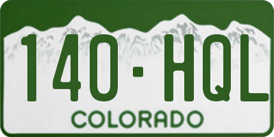 CO license plate 140HQL