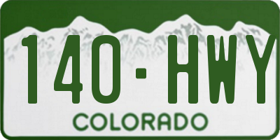 CO license plate 140HWY