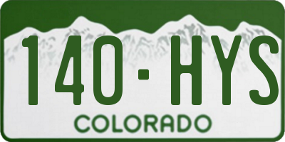 CO license plate 140HYS