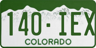 CO license plate 140IEX