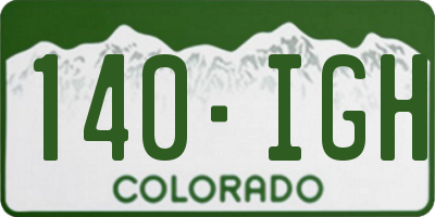CO license plate 140IGH