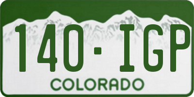 CO license plate 140IGP