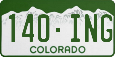 CO license plate 140ING