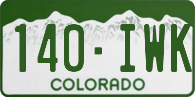 CO license plate 140IWK