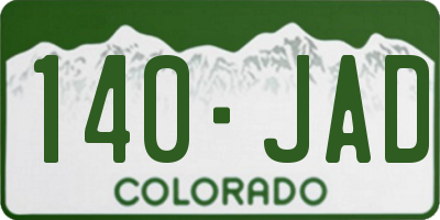 CO license plate 140JAD