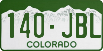 CO license plate 140JBL