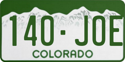 CO license plate 140JOE