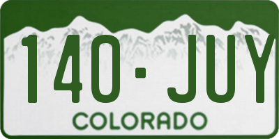 CO license plate 140JUY