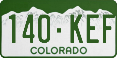 CO license plate 140KEF