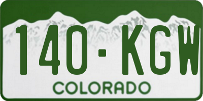 CO license plate 140KGW