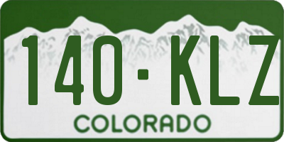 CO license plate 140KLZ