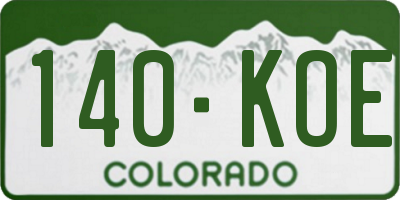 CO license plate 140KOE