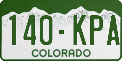 CO license plate 140KPA