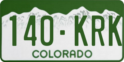 CO license plate 140KRK