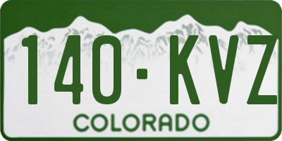 CO license plate 140KVZ