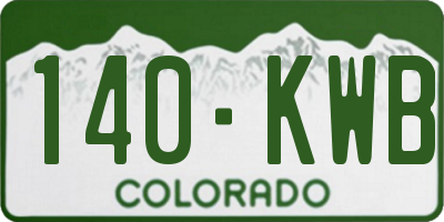 CO license plate 140KWB