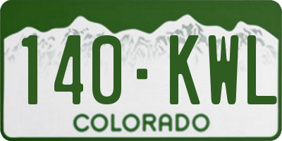 CO license plate 140KWL