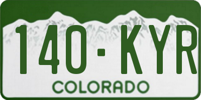 CO license plate 140KYR