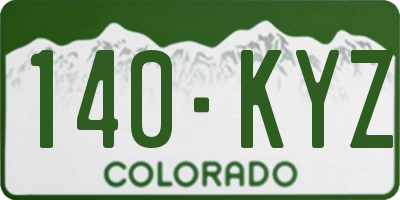 CO license plate 140KYZ