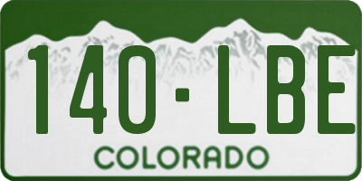 CO license plate 140LBE