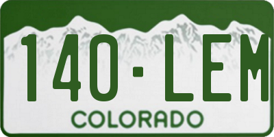 CO license plate 140LEM