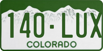 CO license plate 140LUX