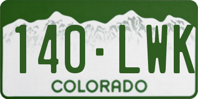 CO license plate 140LWK