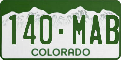CO license plate 140MAB