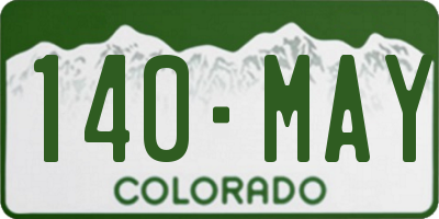 CO license plate 140MAY