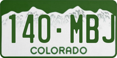 CO license plate 140MBJ