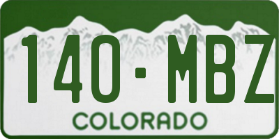 CO license plate 140MBZ
