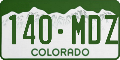 CO license plate 140MDZ