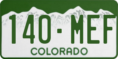 CO license plate 140MEF