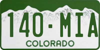 CO license plate 140MIA