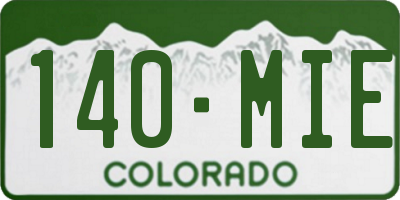 CO license plate 140MIE