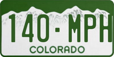 CO license plate 140MPH